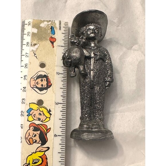 Vintage Michael Ricker Pewter Cowboy  Sheriff Boy With Bear Figurine - Picture 2 of 10